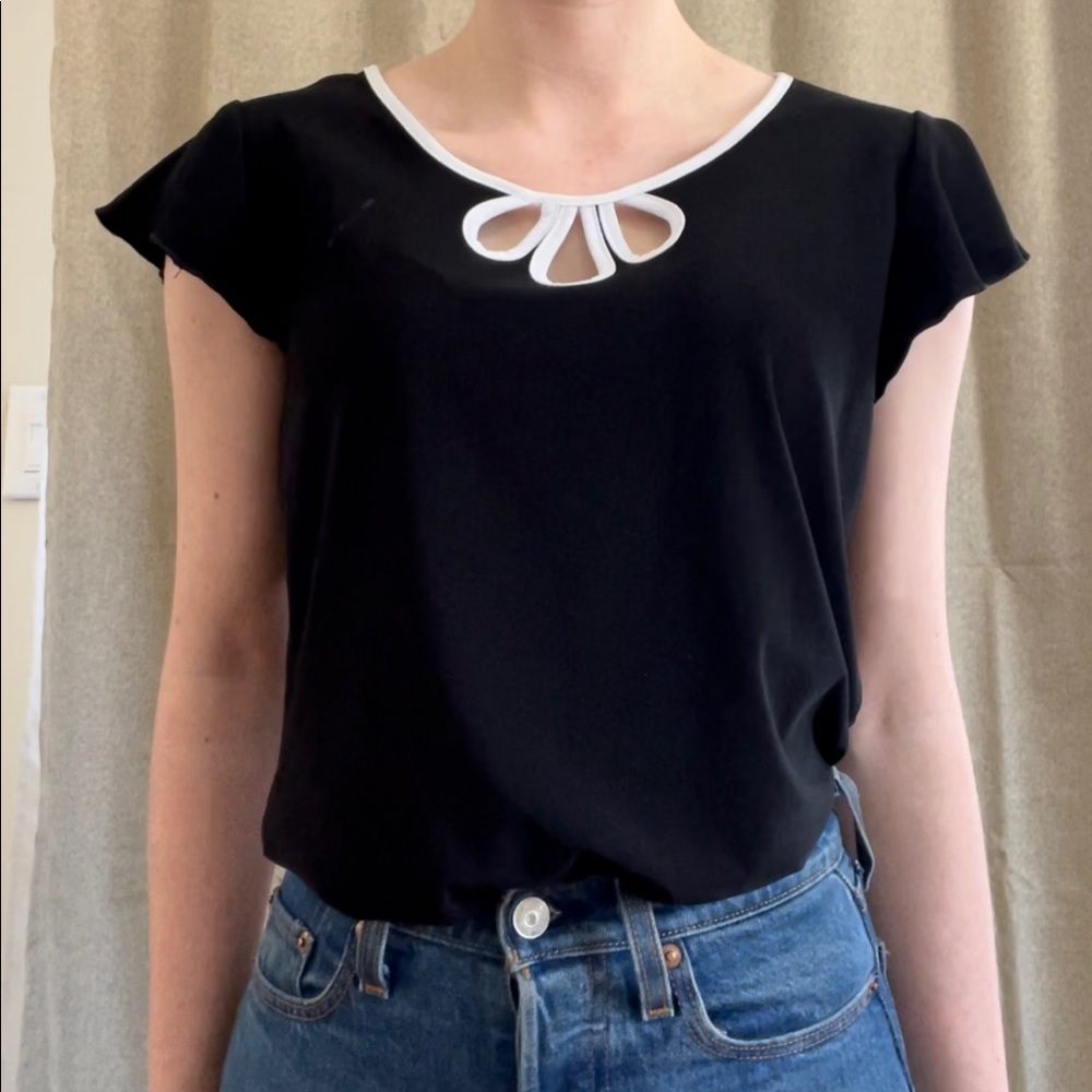 90’s Black and White Blouse
